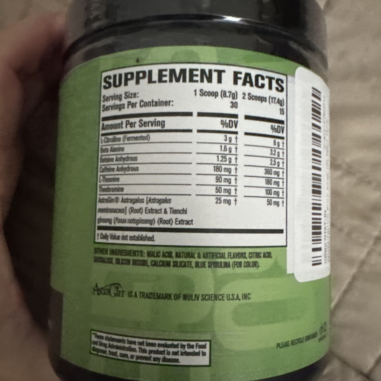 Nitrosurge Build Pre Workout approx 30 Serv Blue Raspberry EXP 5/27 NEW