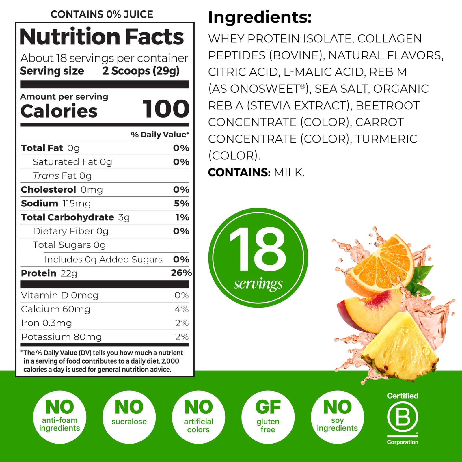 Orgain Clear Whey Protein Powder – Tropical Punch 18.4 Oz