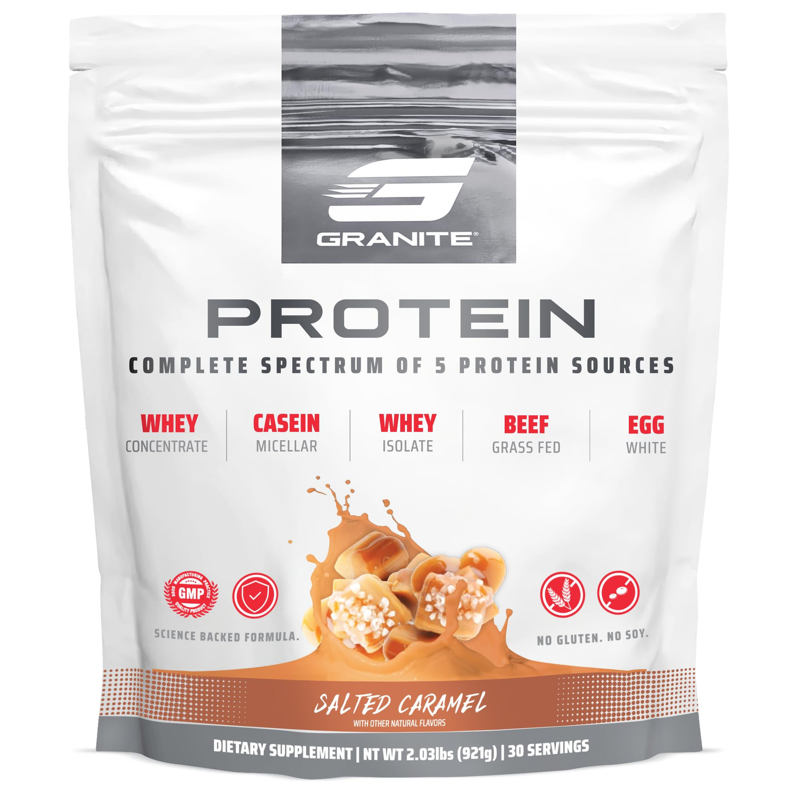 Granite Protein Powder Whey Isolate & Concentrate, Salted Caramel Flavor, Cas…