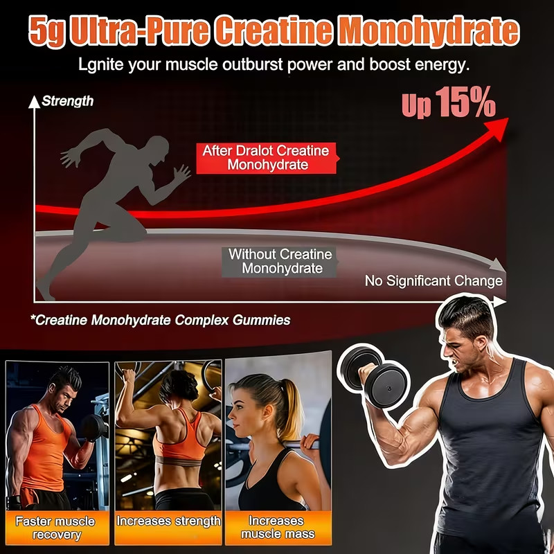 Creatine Monohydrate Gummies Orange Flavor No Additives Muscle Supplement