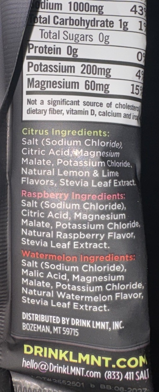 6 LMNT Electrolyte Drink Mixes 2x 3 Stick Variety Pack Citrus Raspberry Melon
