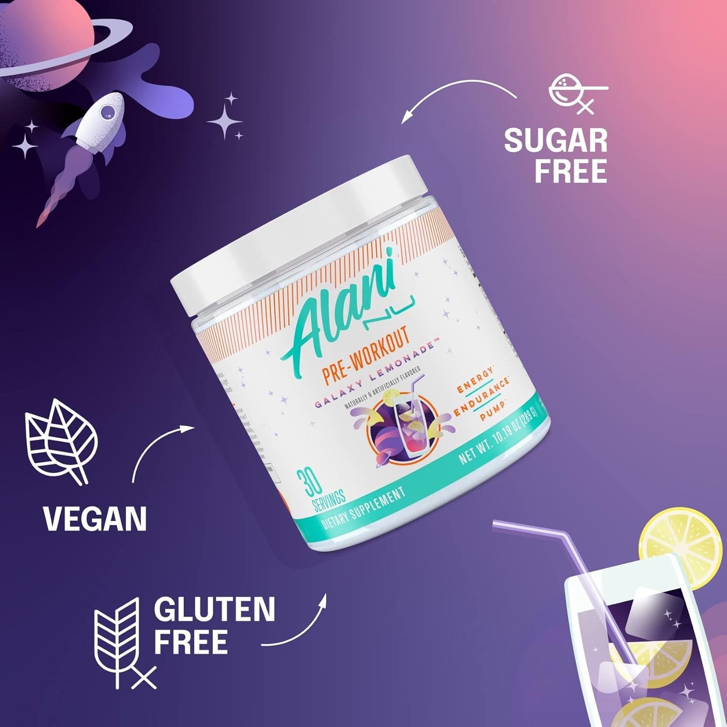 Sugar-Free Energy Boost Pre Workout with L-Theanine and Citrulline – 30 Servings