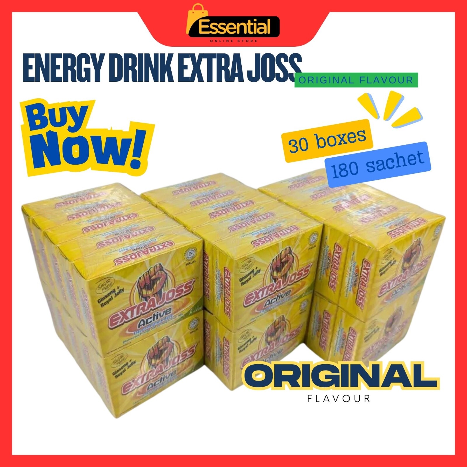 EXTRA JOSS Original Flavour 30 boxes (180 Sachets) Energy Drink Powder Booster