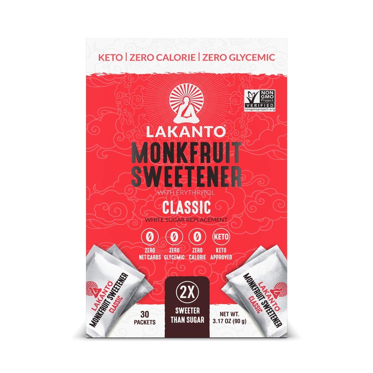 Lakanto Classic Monk Fruit Sweetener with Erythritol Packets – White Sugar…