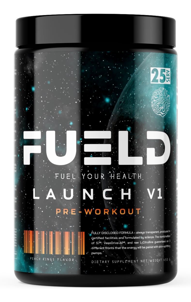 FUELD LAUNCH V1 Pre-Workout, Skin Splitting Pumps, Energy Blend 25 serv Peach