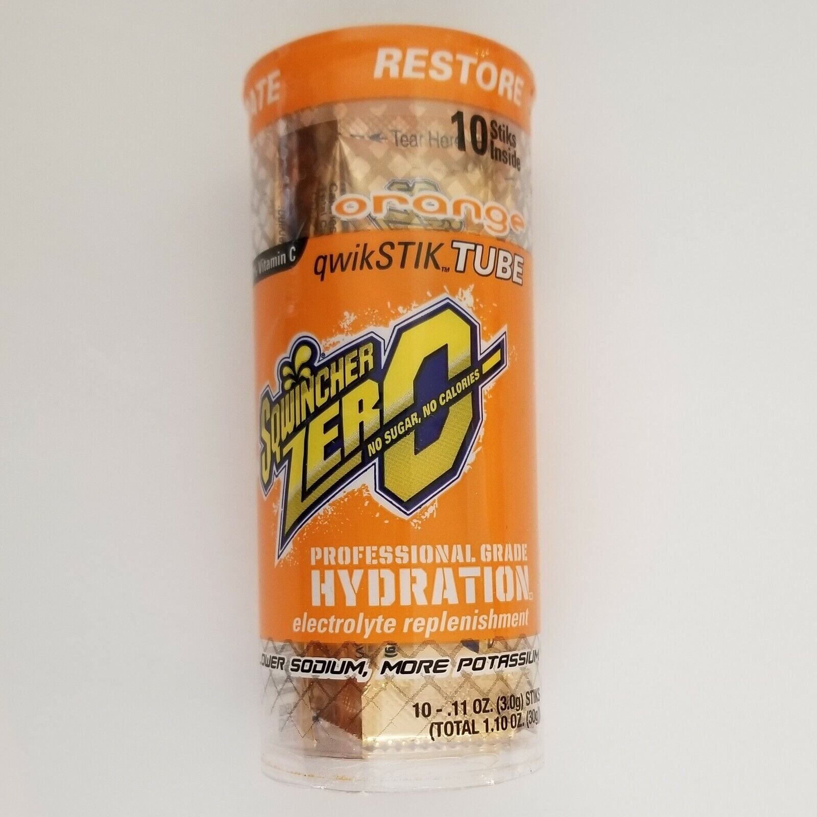 Sqwincher ZERO Sugar Free Electrolyte Powder Beverage 10 Orange Qwik Stik