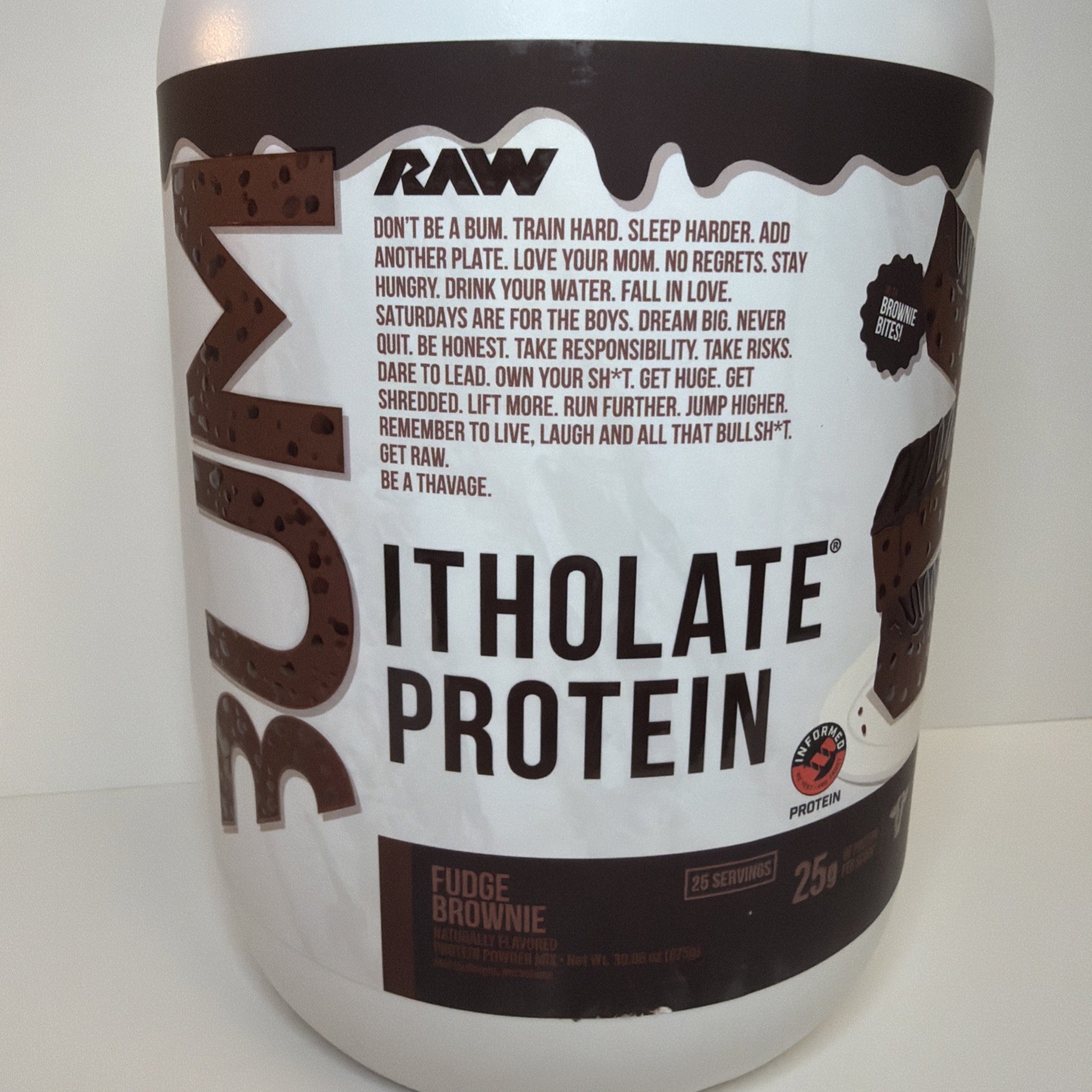Raw Nutrition BUM Itholate Protein – Fudge Brownie – New – 25 Servings