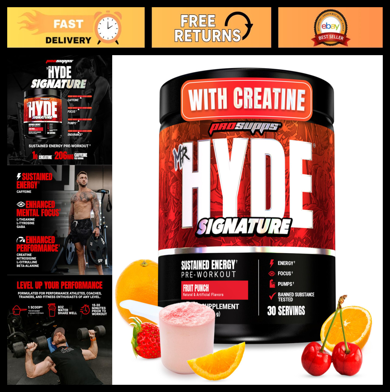 Pre Workout Powder with Creatine, Beta Alanine & Caffeine – Energy & Endurance B