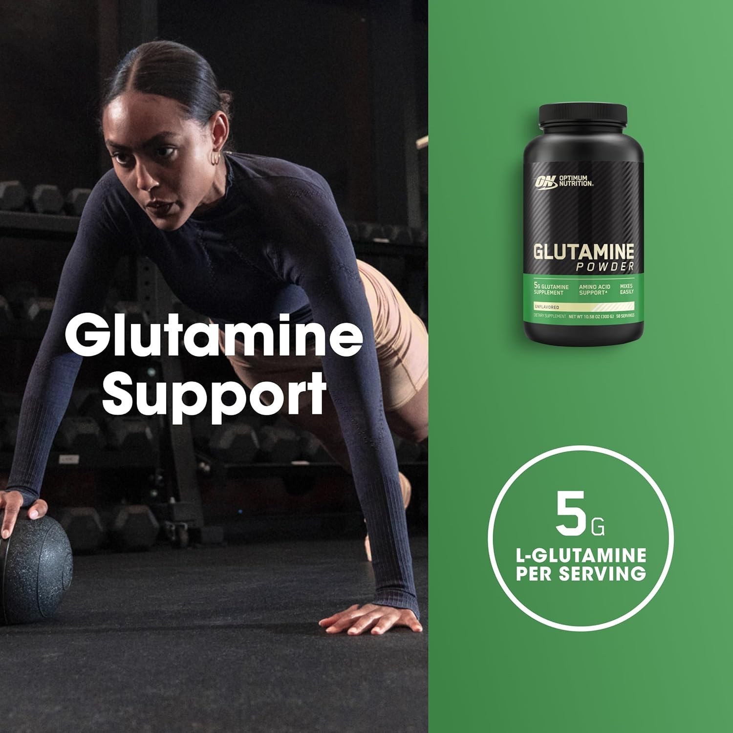 Optimum Nutrition Glutamine Muscle Recovery Powder Unflavored 58 Servings 2 PACK