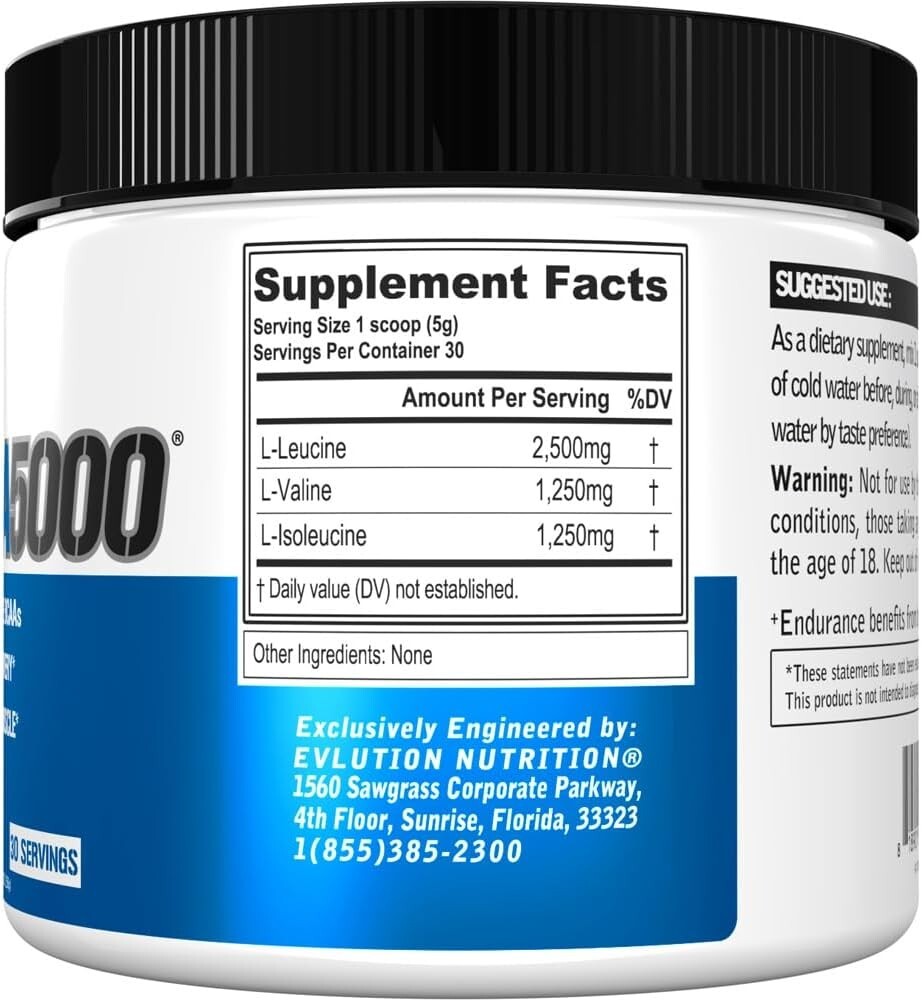 Evlution EVL BCAAs Amino Acids – Stim Free Pre-Workout – 30 Servings Unflavored