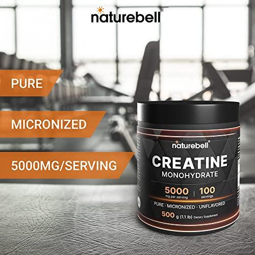NatureBell Instant Creatine Monohydrate Powder 500 Grams, 5000mg Per Serving, –