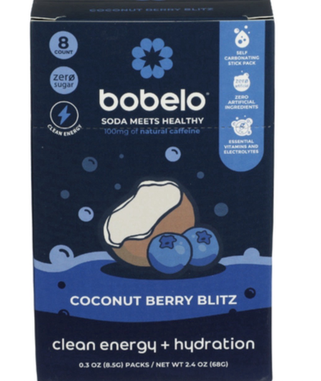 Bobelo Clean Energy + Hydration Electrolyte Powder, Coconut Berry Blitz, 8ct