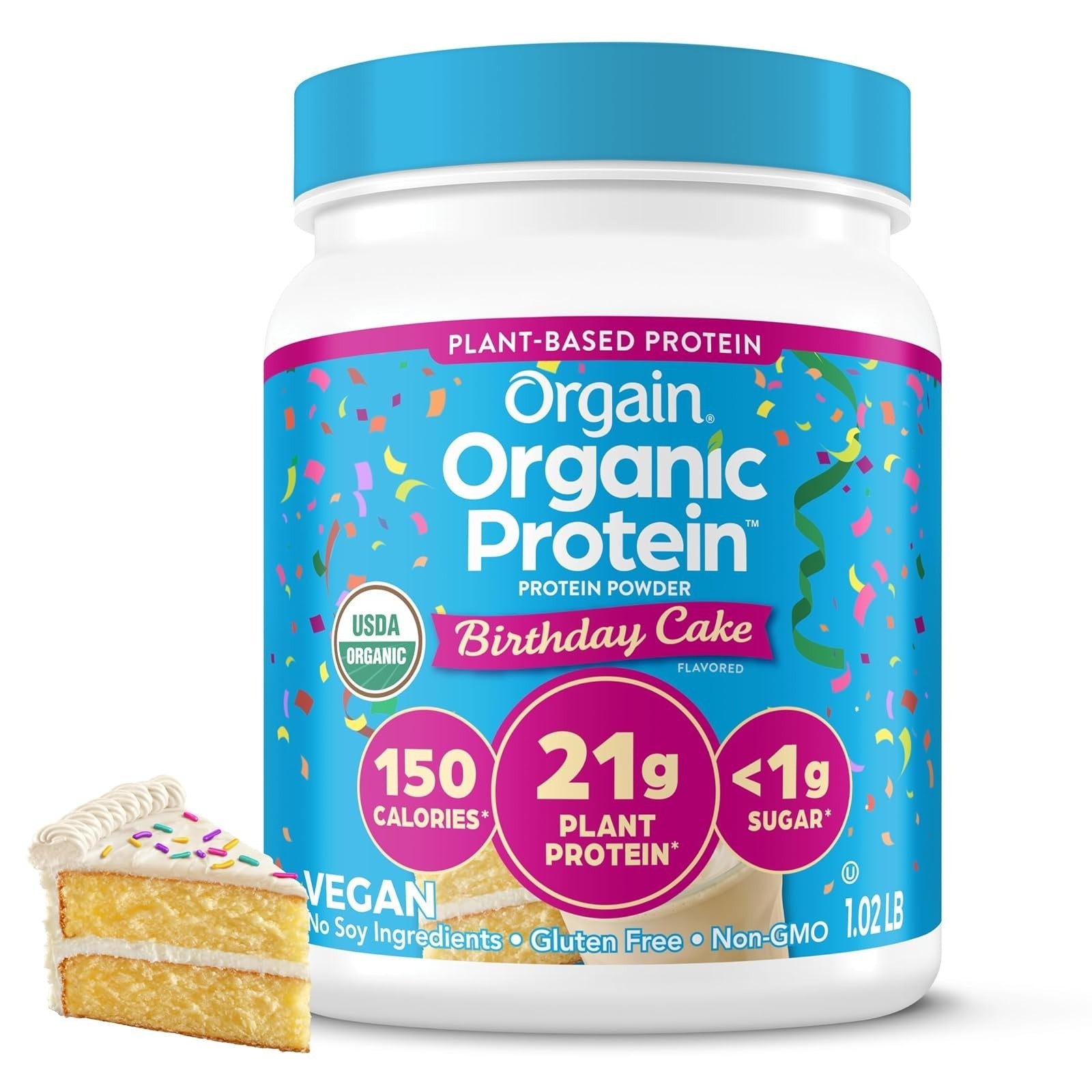 Orgain Organic Vegan Protein Powder, Vanilla Bean, 21g Protein, 2.03 lb