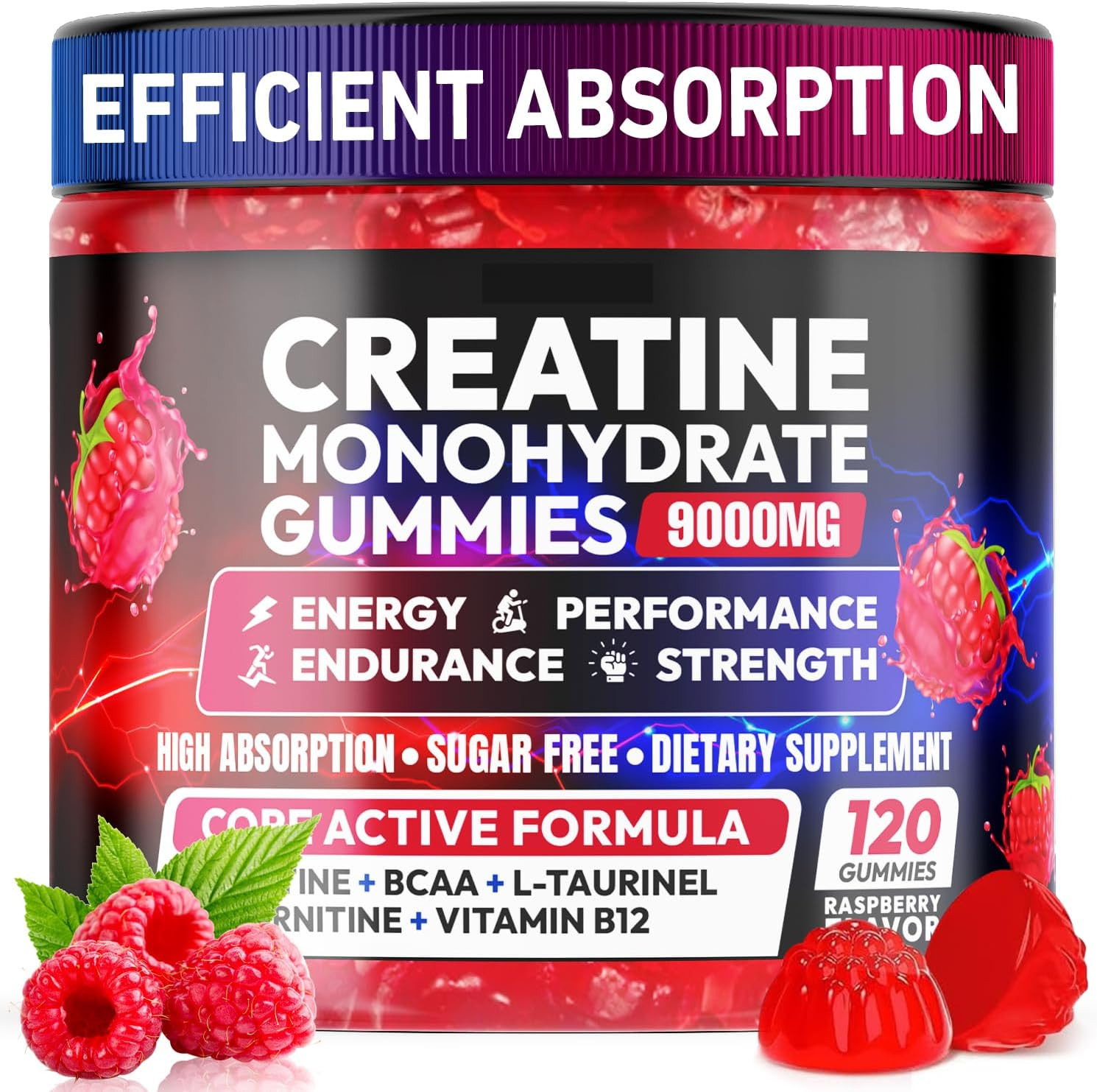 Cytona Creatine Gummies Monohydrate Complex 9000MG, Pre-Workout for Men & Women,
