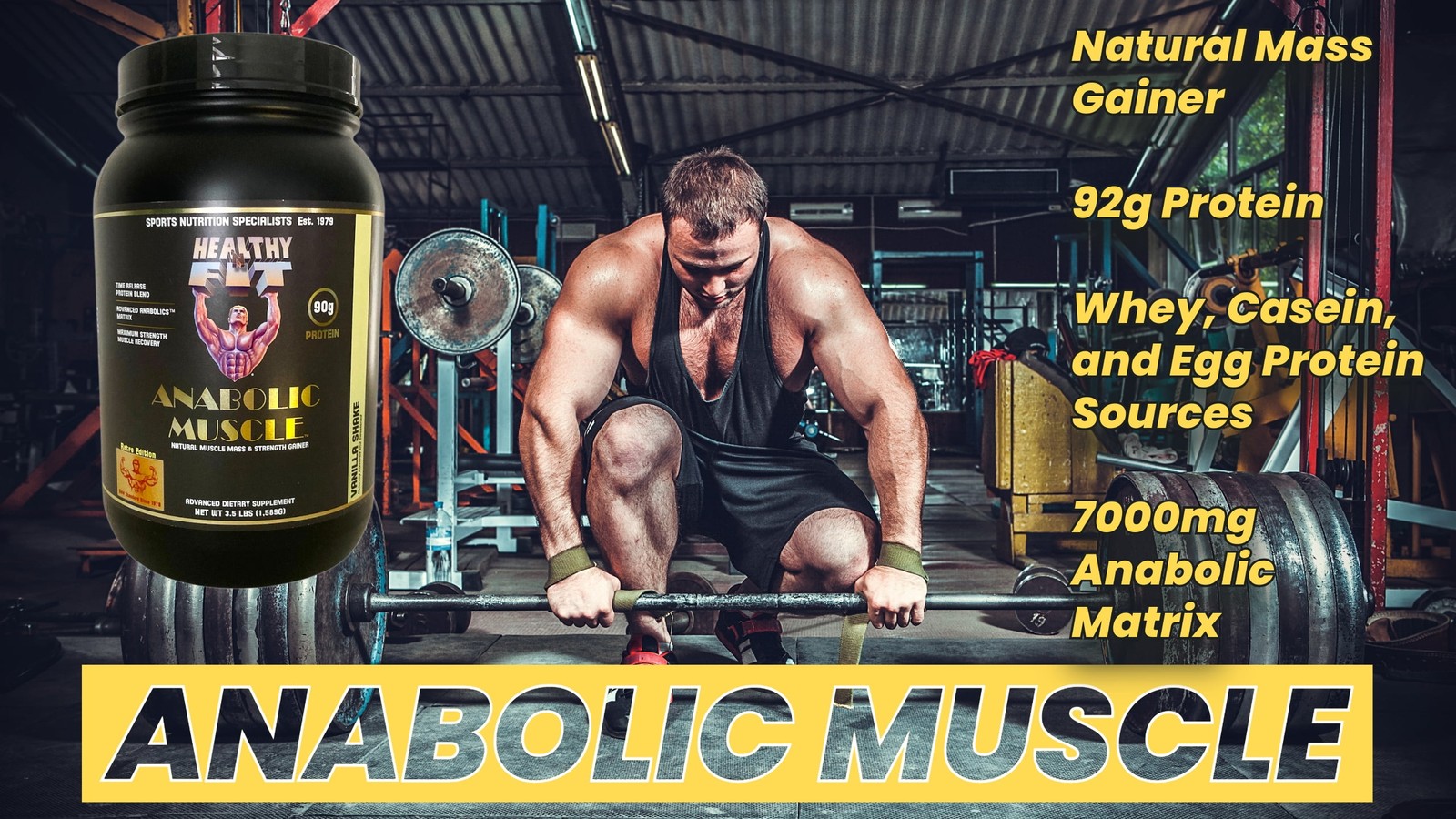 Healthy N Fit – Anabolic Muscle Vanilla, 3.5 Lb, Sustained Release Protein Compl