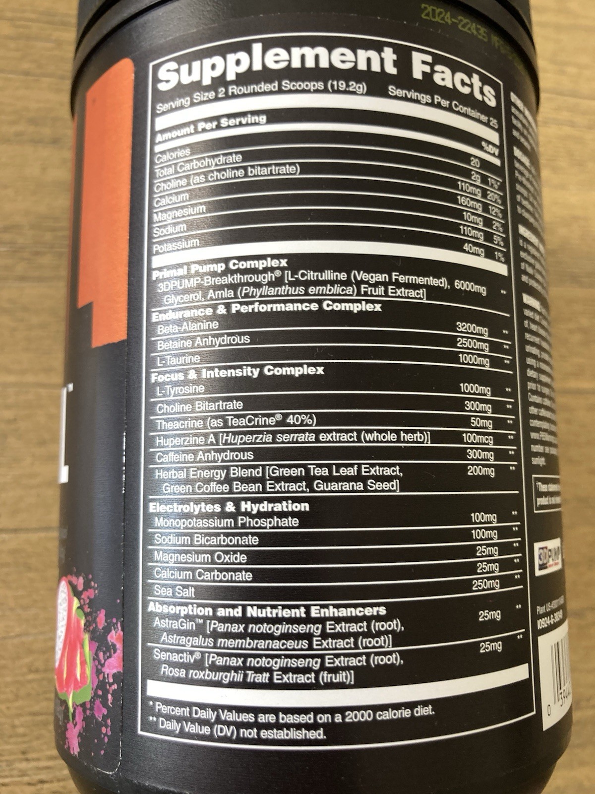 Animal Pre Workout Primal Loaded Powder Dragon Berry 1.05 lb (480 g)