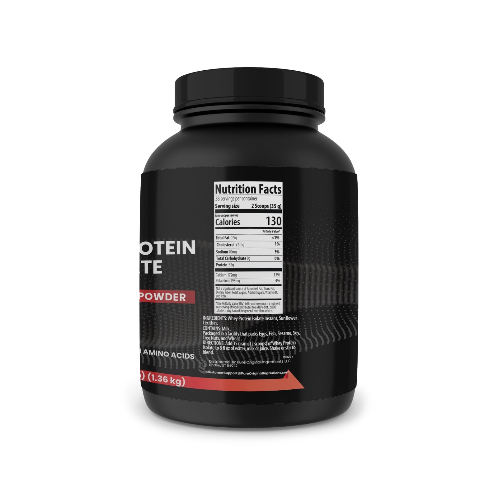 Whey Protein Isolate, 3 lb, Instantized, Unflavored