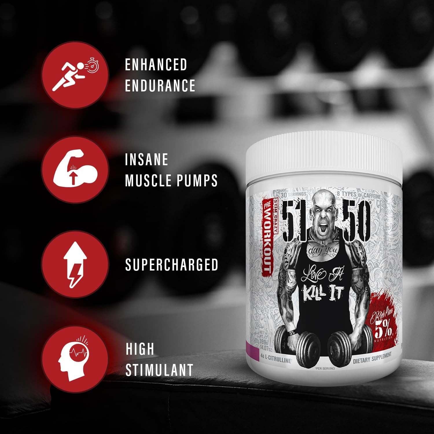 Rich Piana 5150 High Stim Pre-Workout Powder | Extreme Energy, Focus, Pumps & En