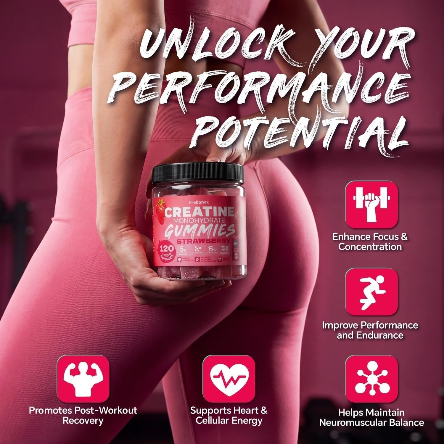 Creatine Monohydrate Gummies 5000mg for Women & Men – Creatine Gummies with B…
