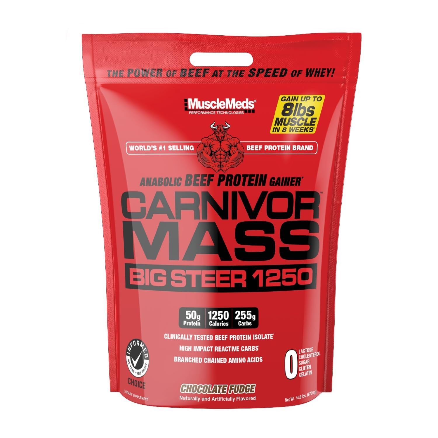MuscleMeds Carnivor Mass Chocolate Big Steer 1250, 15 Lb (Packaging May Vary)