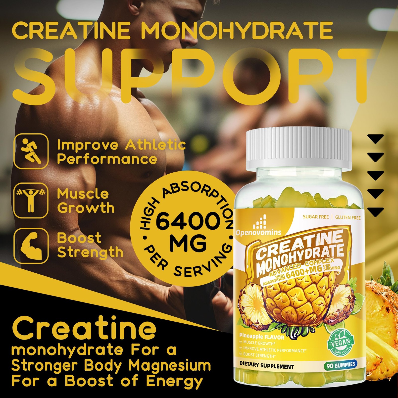 Creatine Monohydrate Gummies Complex for Men & Women -Advanced Formula W/L-Tauri