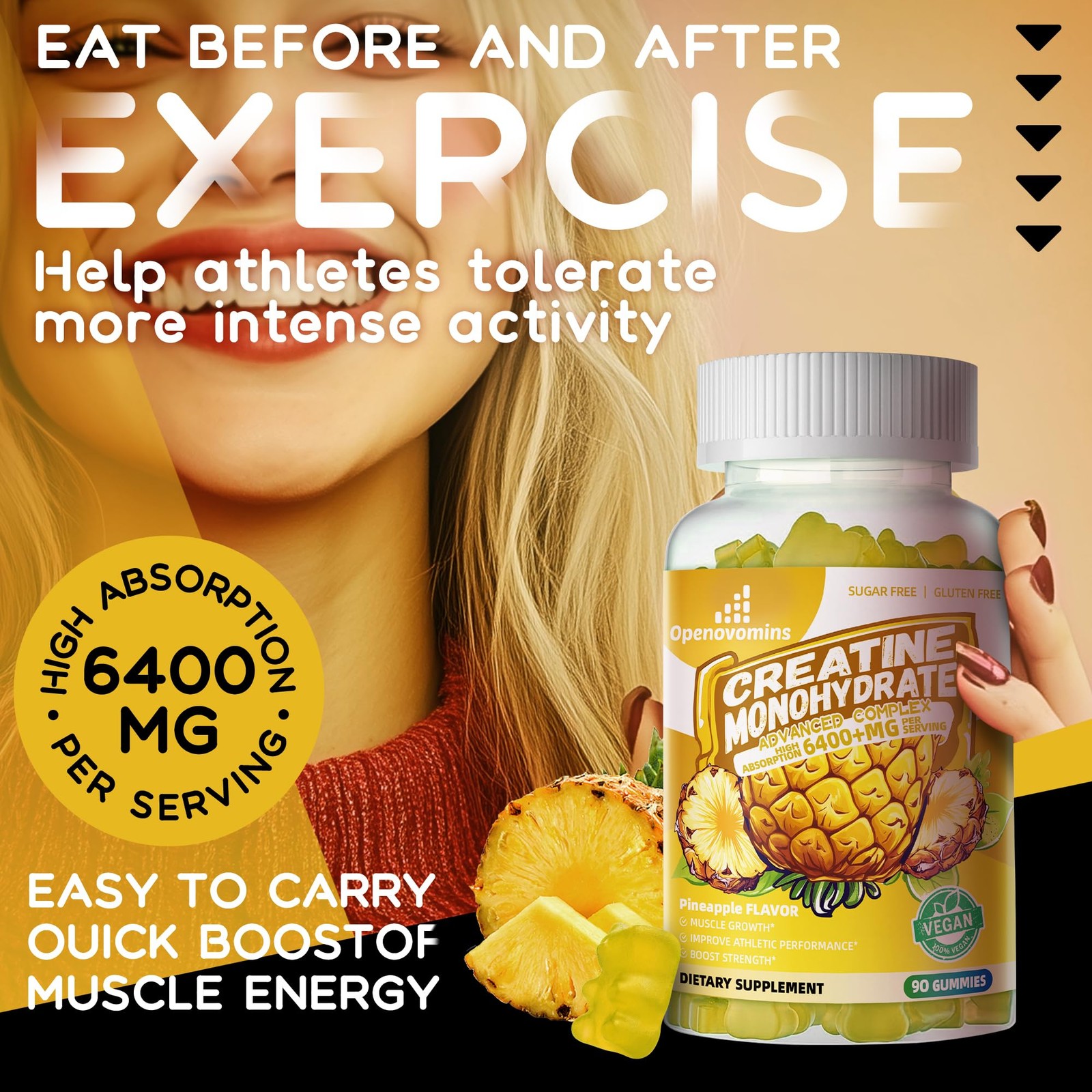 Creatine Monohydrate Gummies Complex for Men & Women -Advanced Formula W/L-Tauri
