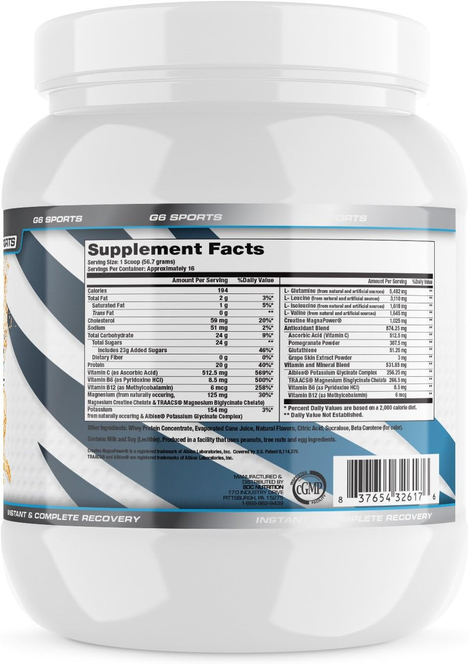 Nutrition Replenish Instant & Complete Recovery (Post Workout Formula, 11G of Bc
