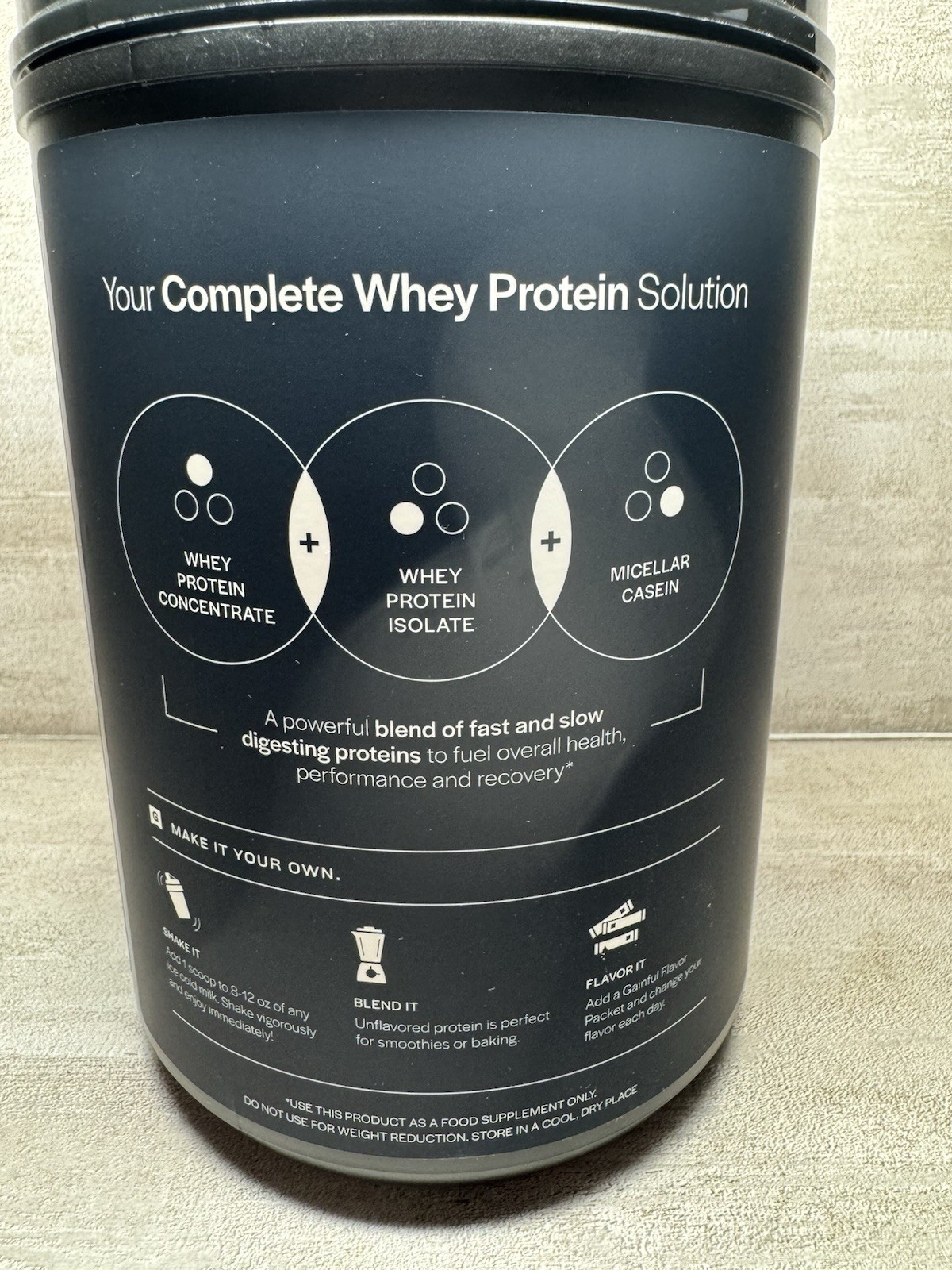 Gainful Whey Protein Powder Unflavored 13.9oz 23g Gluten-Free Soy-Free
