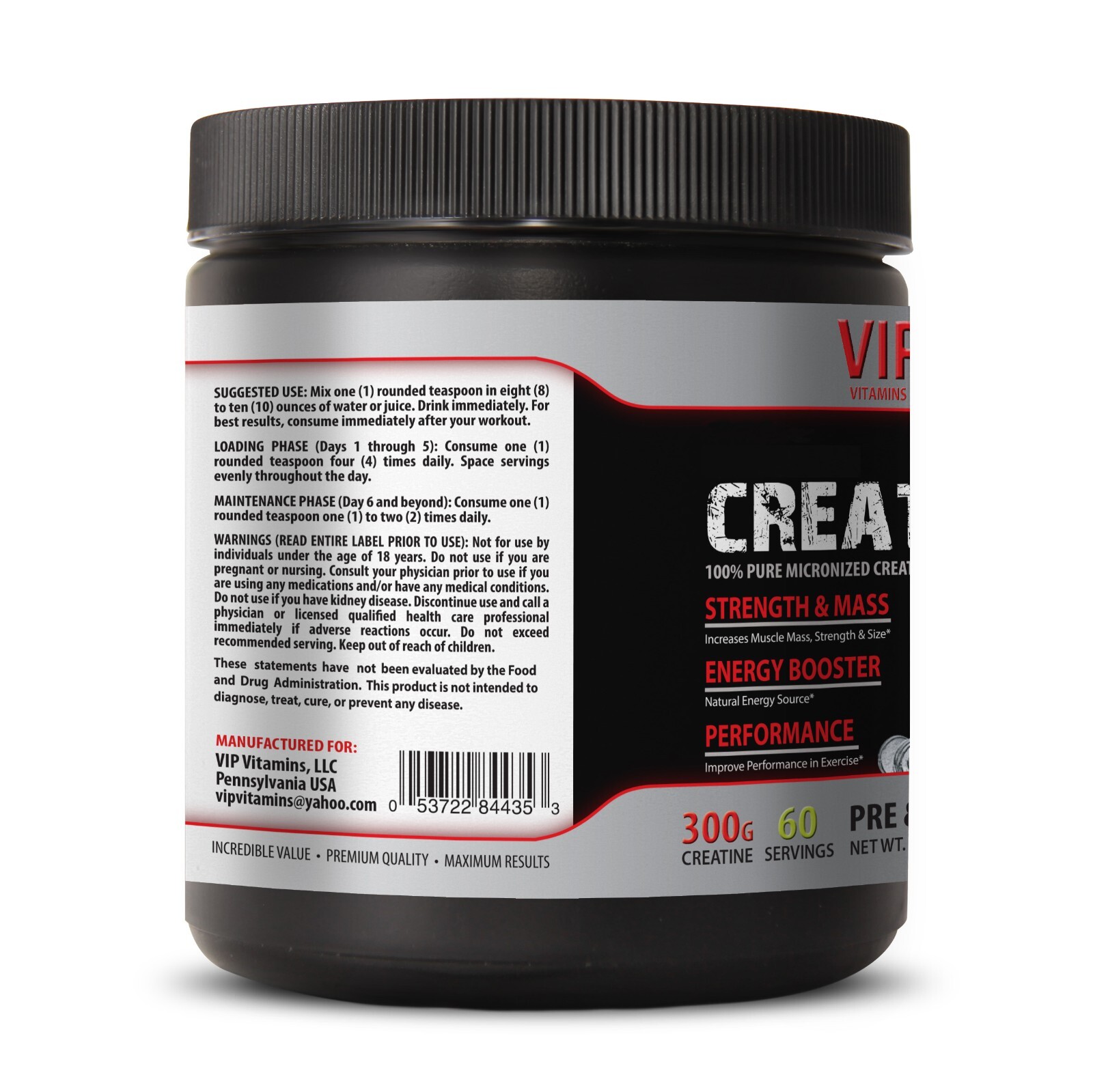 muscle builder – MICRONIZED CREATINE 300G – boost energy levels 1 CAN