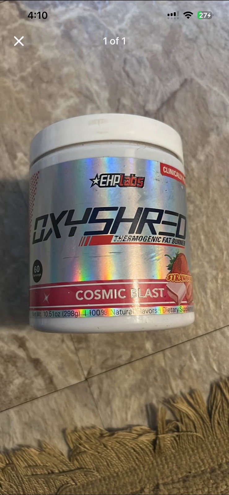 EHPlabs OxyShred Thermogenic Fat Burner Powder Strawberry 10.51oz