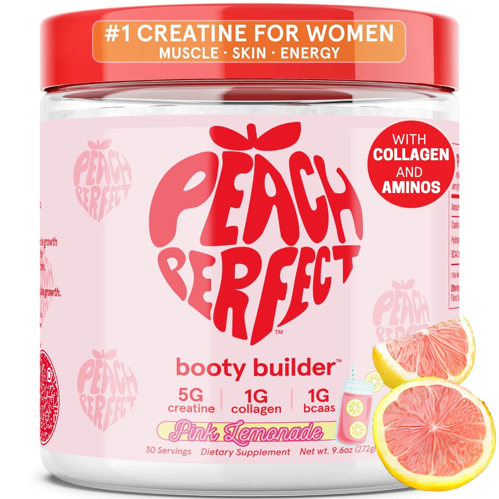 Peach Perfect Creatine Monohydrate Powder Pink Lemonade Glute Builder Creatin…