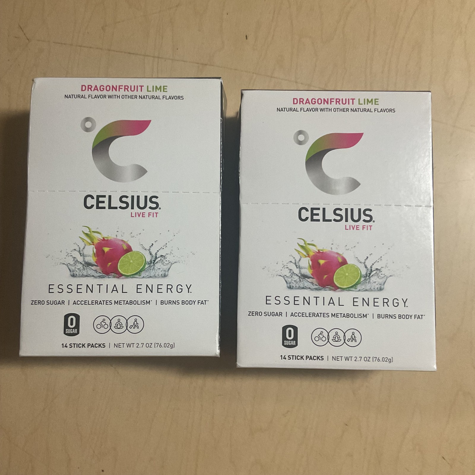 2X Celsius on-the-go Essential Energy Drink Mix Packets Dragonfruit Lime 01/2028