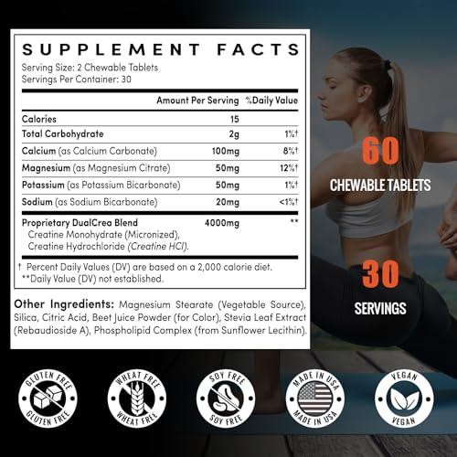 Zeylamum Creatine Chews Tablets for Men and Women, Creatine Monohydrate, 99% and