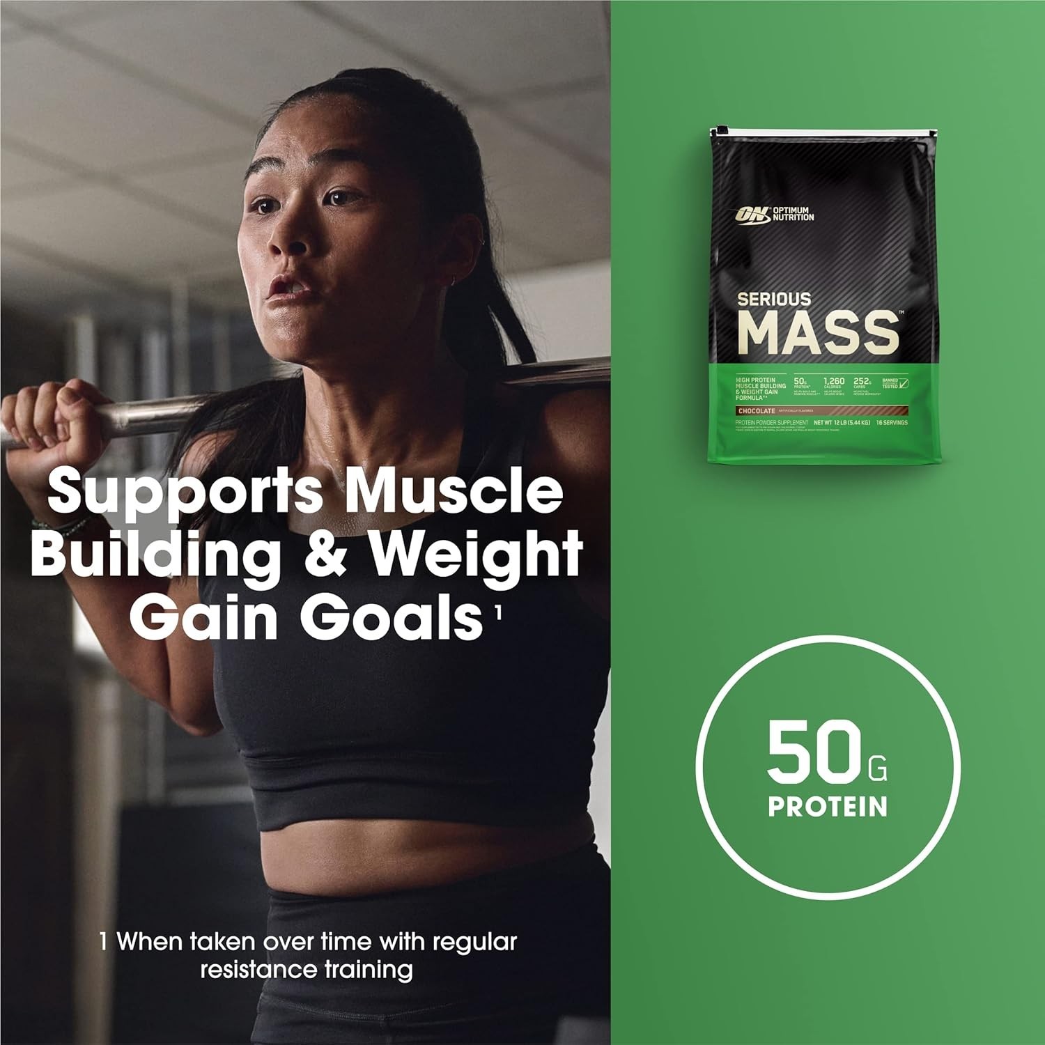 Serious Mass Chocolate Protein Powder | Massive Weight Gain, 50g Protein, 12 lb