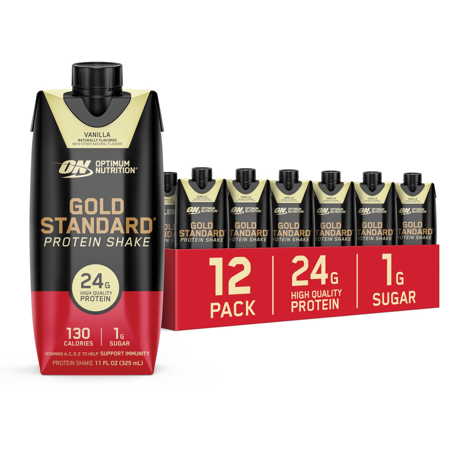 Optimum Nutrition Gold Standard Protein Shake, 24g 11 Fl Oz (Pack of 12)