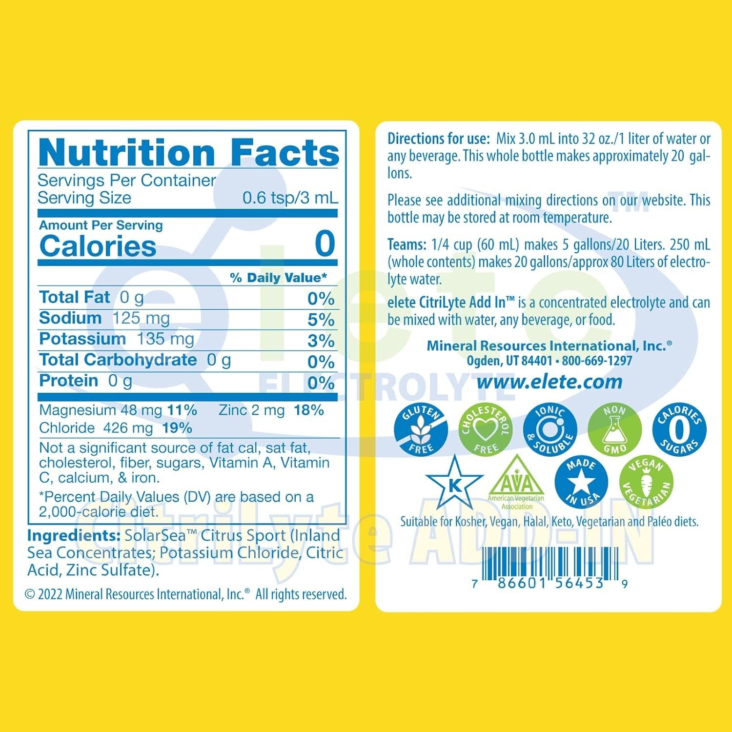 elete CitriLyte 24.6 mL Hydration Drops – Portable Lemon Electrolyte Solution