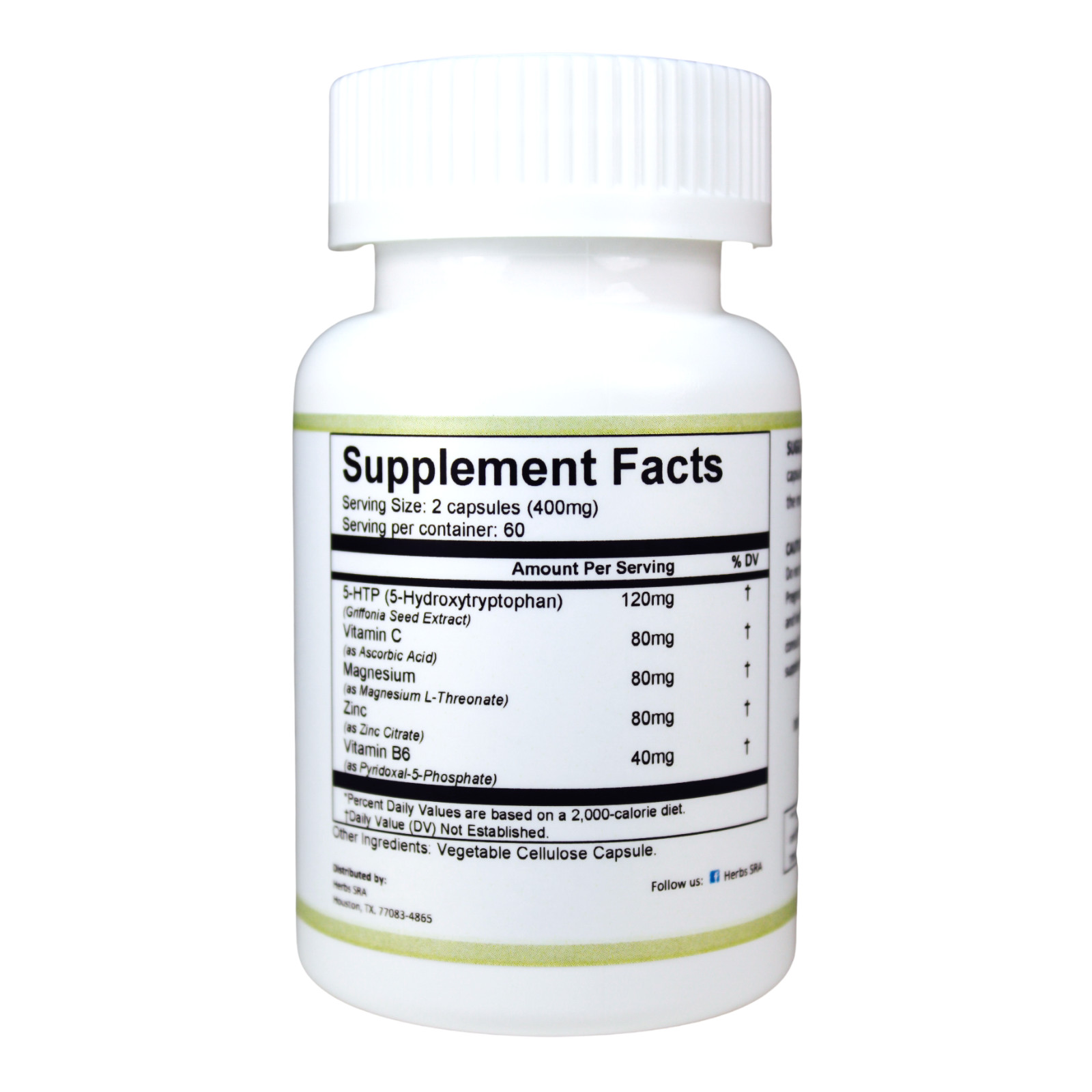 MOOD SUPPORT SUPPLEMENT, 120 Capsules, 5-HTP with Vitamins and minerals. Natural
