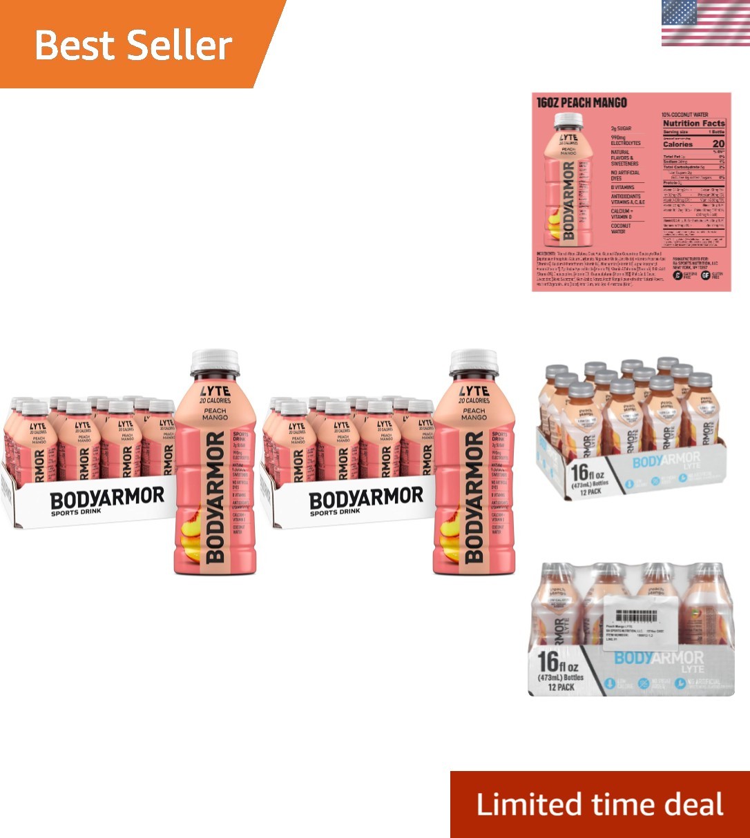 Refresh and Replenish with LYTE Peach Mango Electrolyte Drink, 20 Calories