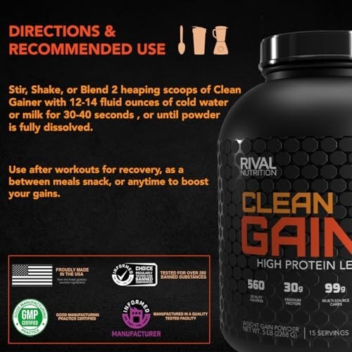 Clean Gainer Protein Powder – Chocolate Fudge Flavor, 5lbs for Muscle Growth