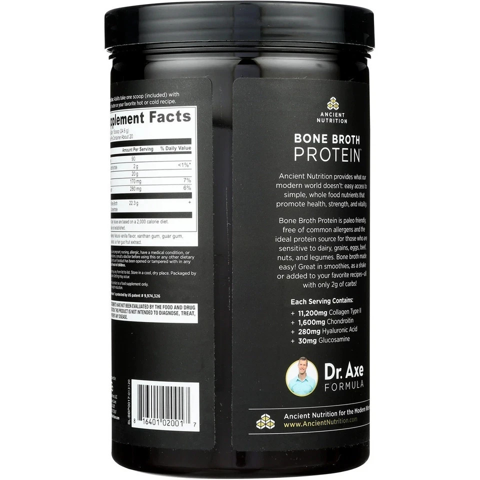 2 Packs Ancient Nutrition Bone Broth Protein Vanilla 492 g / 1.1 lb / 17.4 oz