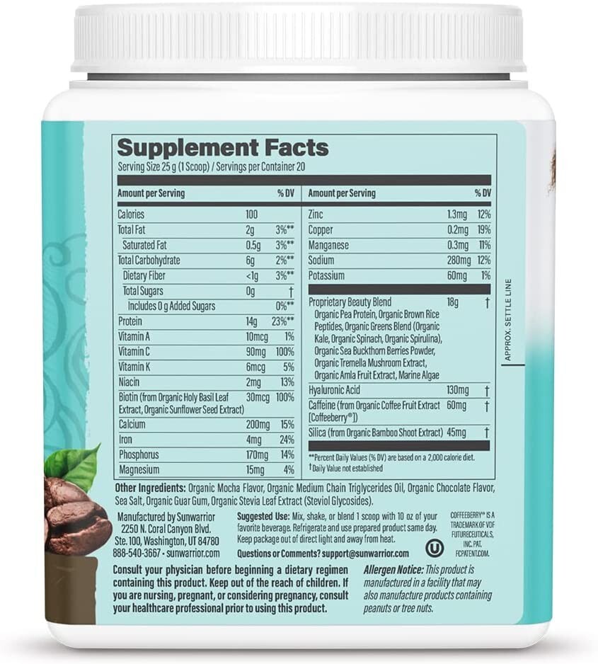 Sunwarrior – Collagen Building Protein Peptides | Drink Mix, Coffee, 1.1 Lb/500g