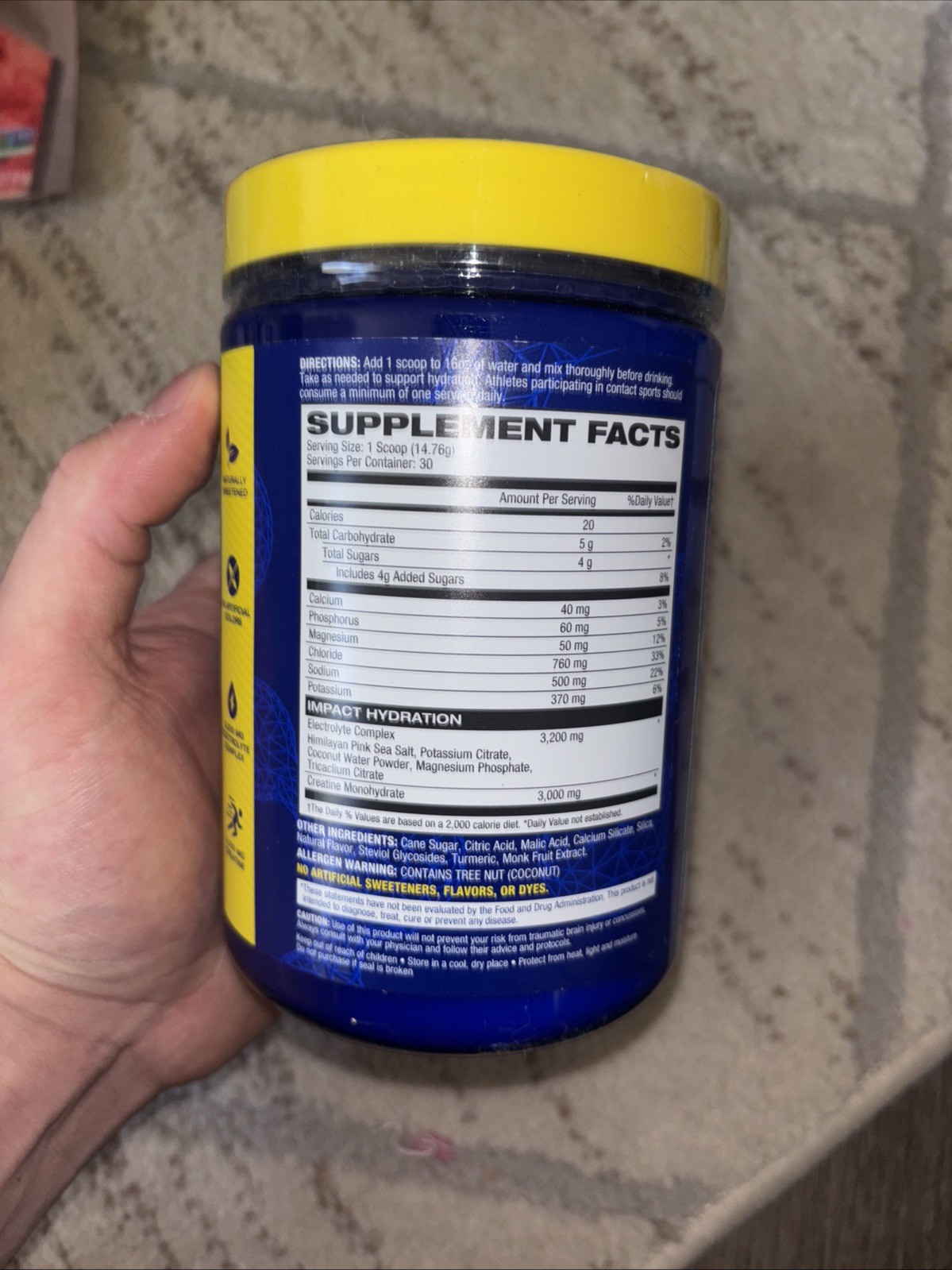 Impact Hydration, Electrolytes + Creatine, Lemon Lime, 0.98 lbs (15.6 oz)