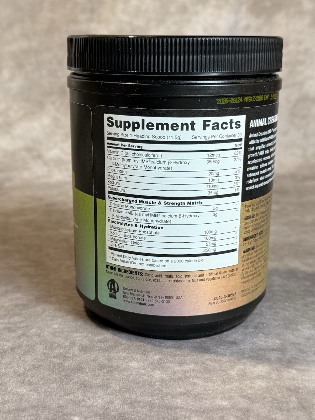 Animal Creatine HMB+ Powder Smarties Edition 12.16 oz Essential Electrolytes