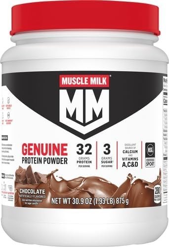 Muscle Milk Genuine Protein Powder Chocolate 1.93 lb 13 Servings 32g Protein