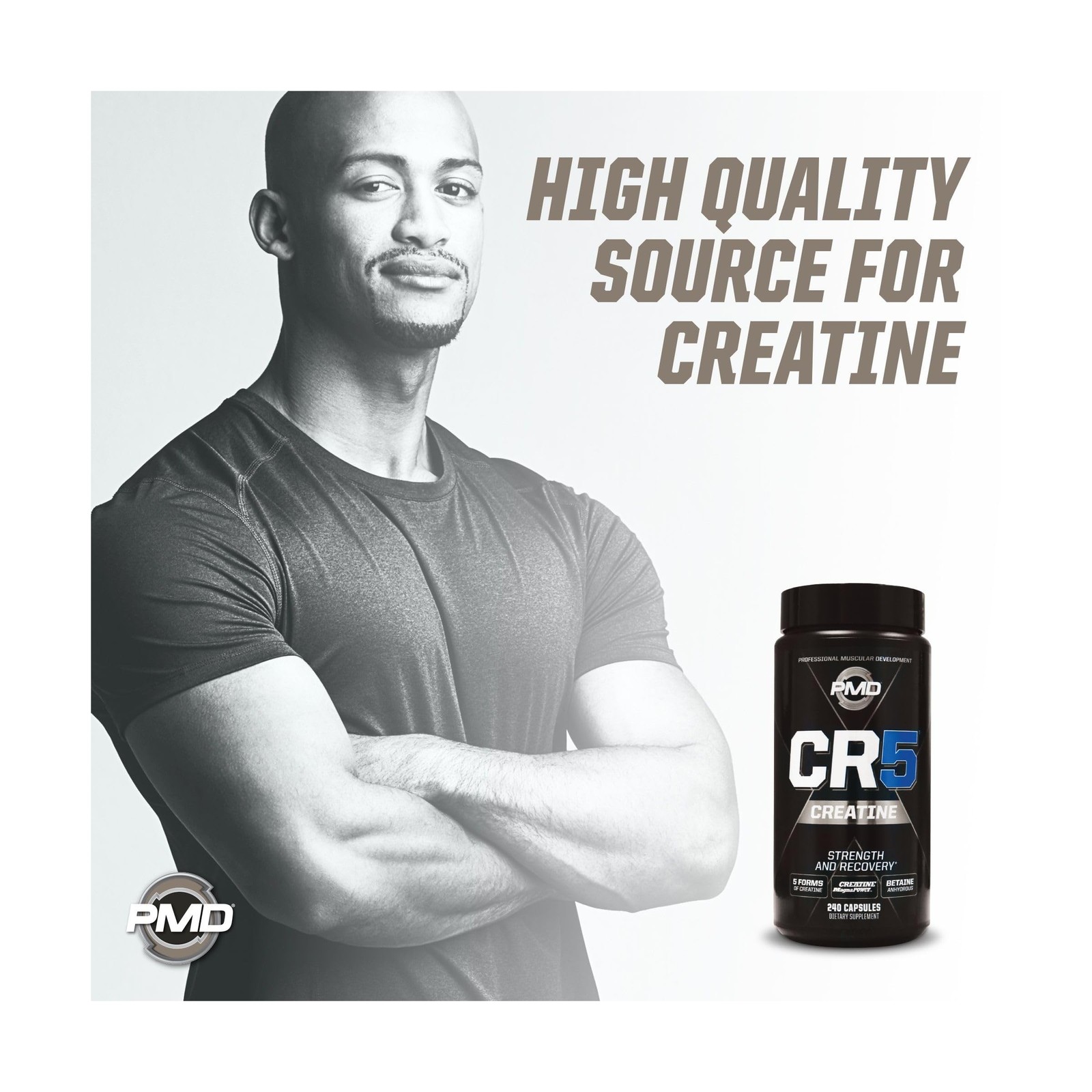 PMD CR5 Creatine for Strength and Recovery – 240 Capsules | Endurance, Energy…