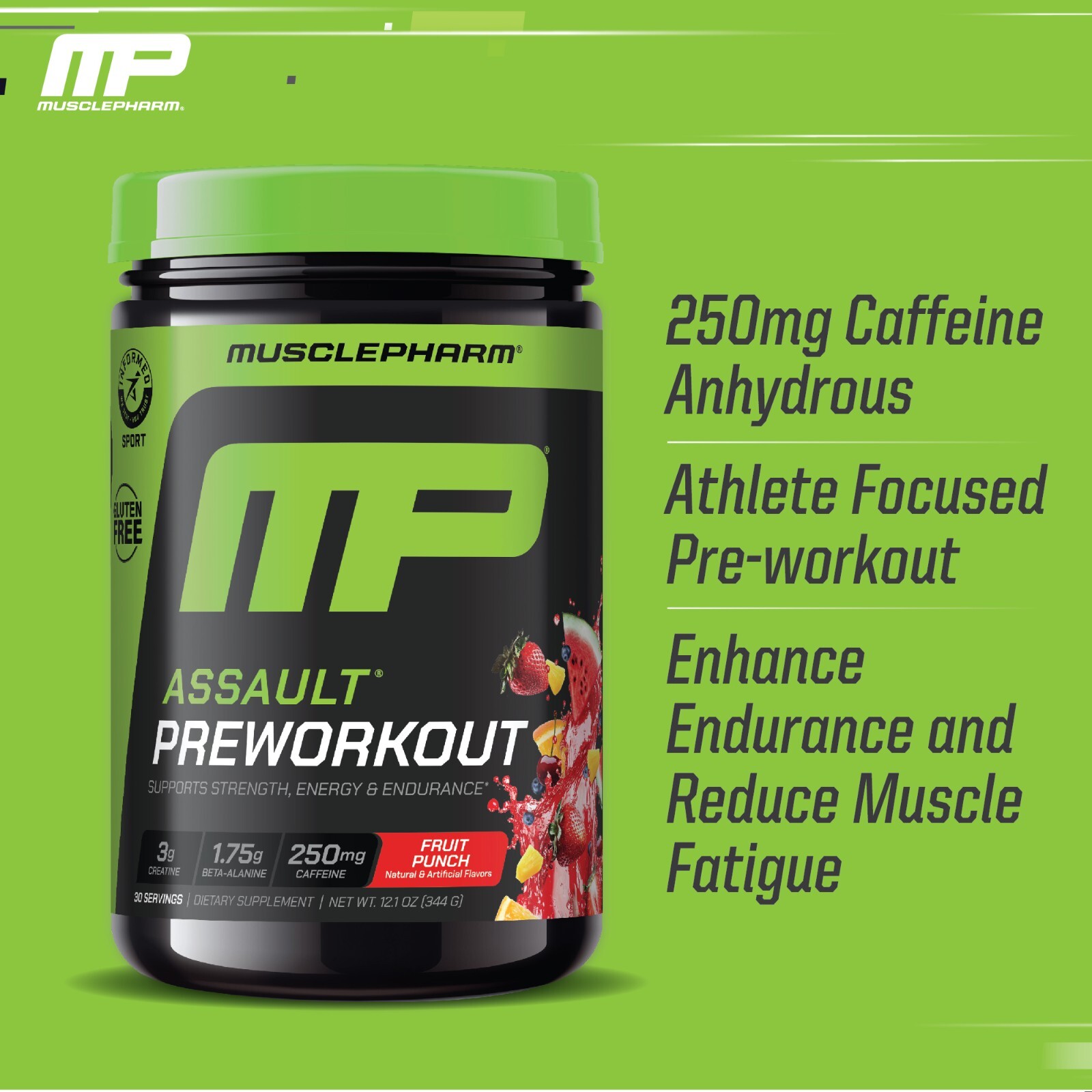 MusclePharm Assault Energy & Strength Pre Workout – 30 Servings, Fruit Punch