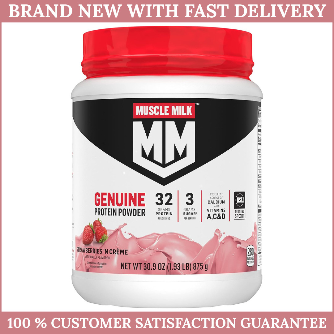 Muscle Milk Genuine Protein Powder Strawberries N Creme 32g Protein 1.93 lb