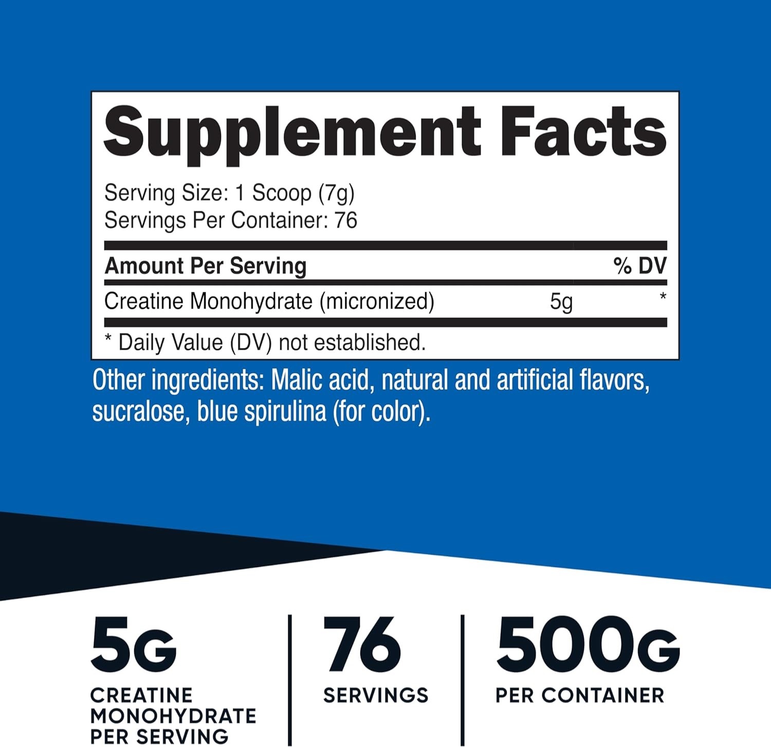 Nutricost Creatine Monohydrate | Blue Rasperry | Powder | 500G | 5000mg Per Serv