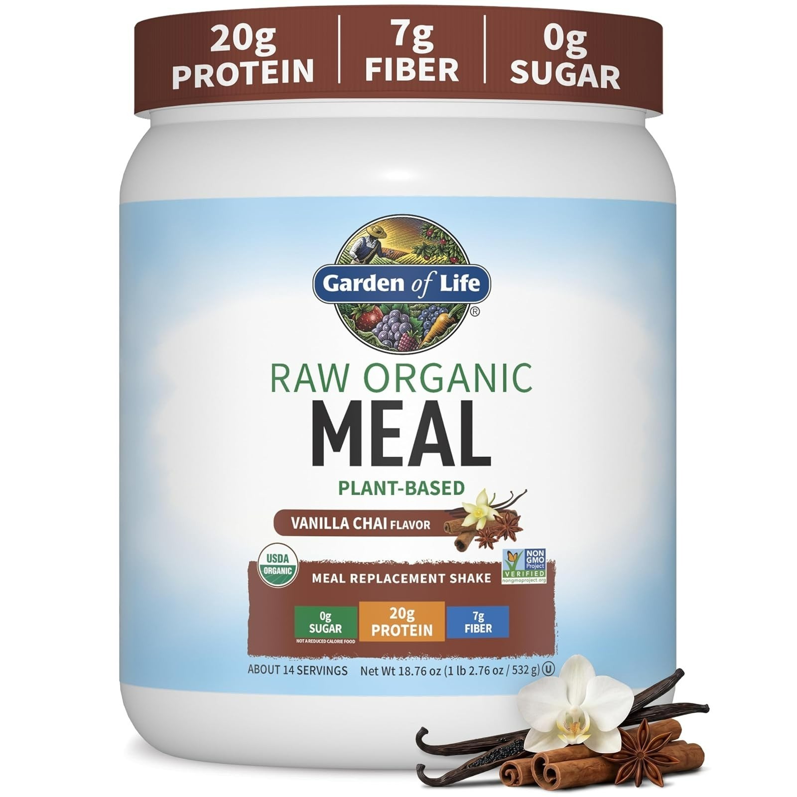 Garden of Life Raw Organic Meal Protein Powder, Chocolate, 14 Servings