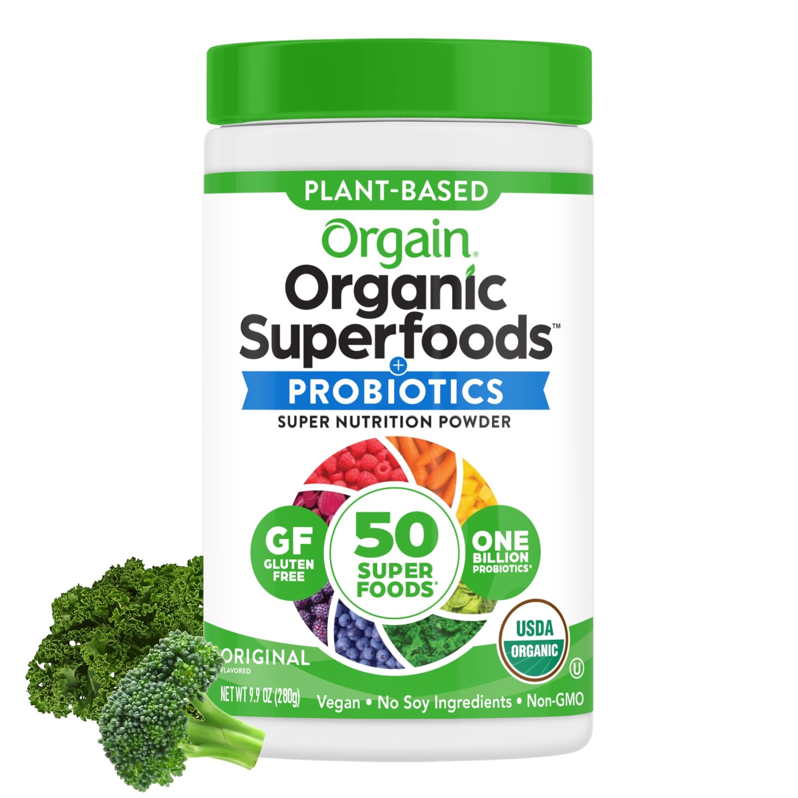 Orgain Organic Greens Powder, 50 Superfoods + 9.9 Ounce (Pack of 1), White